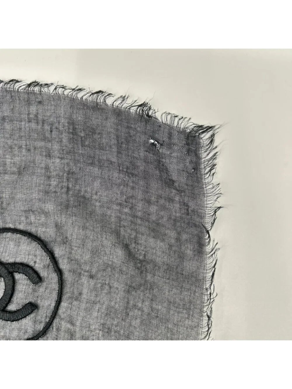Chanel Christmas CC Logo Embroidered Cashmere Blend Shawl Scarf
